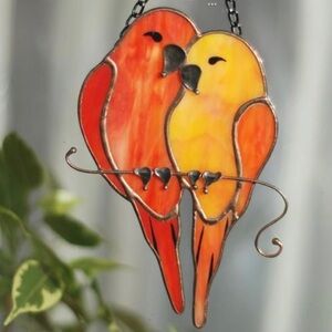 Stained glass love birds